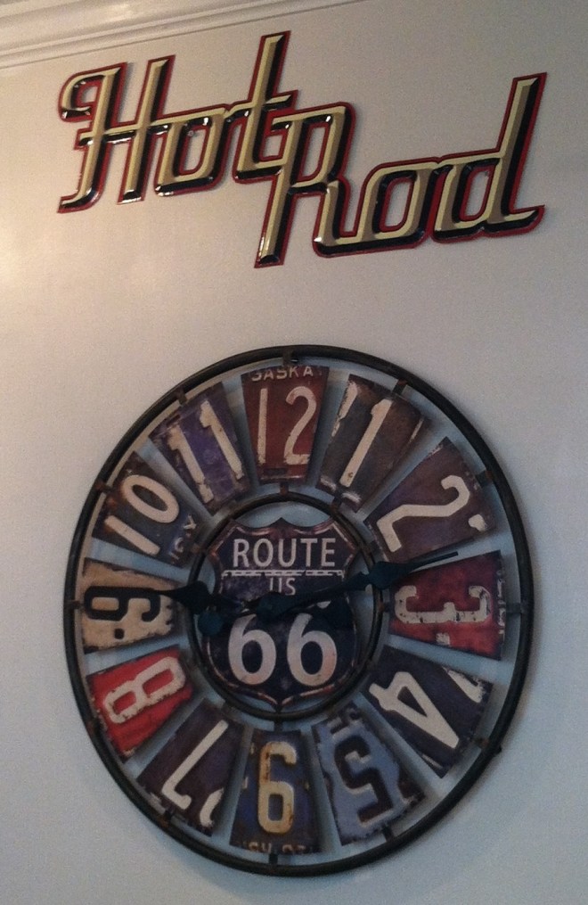 Wall clock made with old license plates