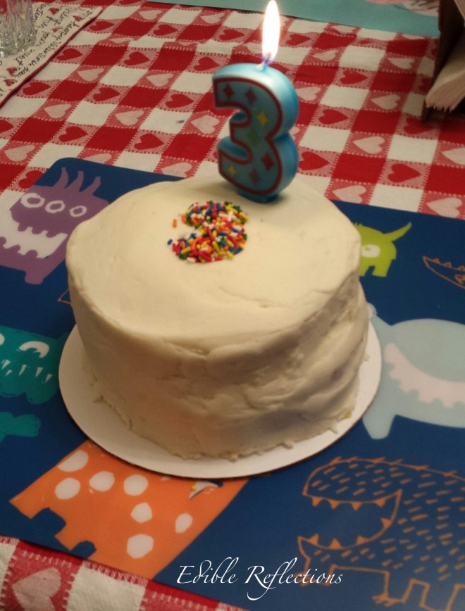 Vanilla Birthday Cake with Butterscotch Pudding Filling