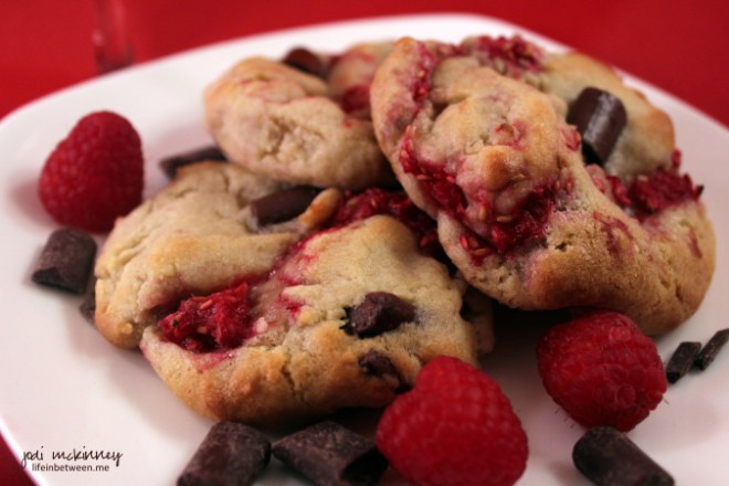 Fresh Raspberry Chocolate Chip Cookies by Life In Between