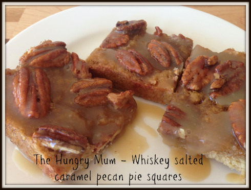 Whiskey Salted Caramel Pecan Pie Squares by The Hungry Mum 
