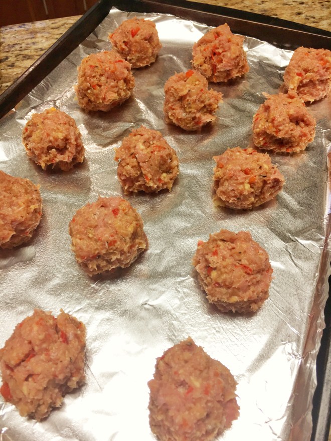 Turkey meatballs ready for the oven 