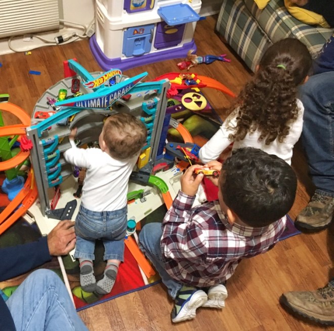 My sweet nephew (left) and my 2 little monsters!